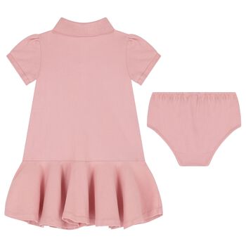 Baby Girls Pink Logo Polo Dress Set