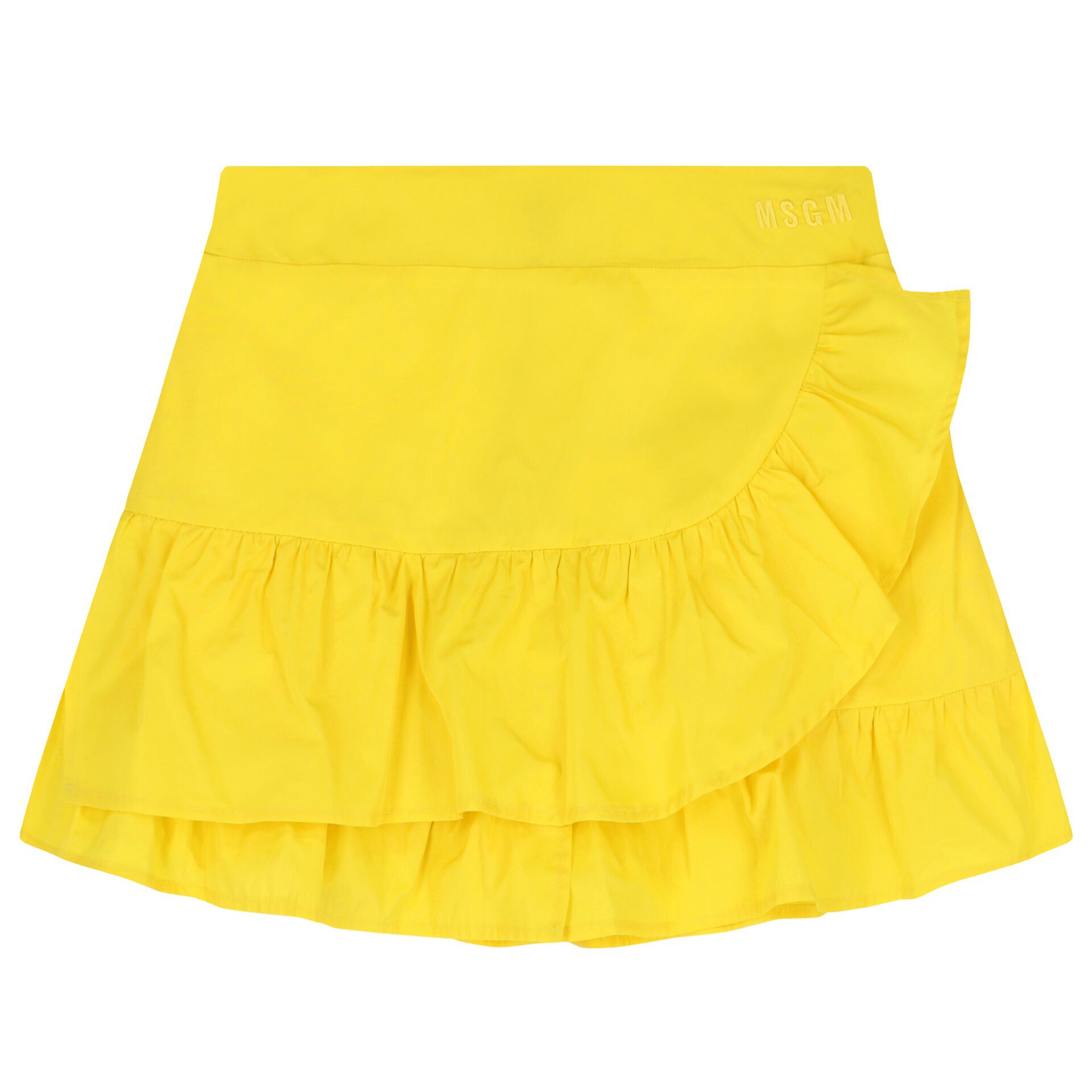 MSGM Kids ruffle-detail embroidered-logo shorts - Yellow