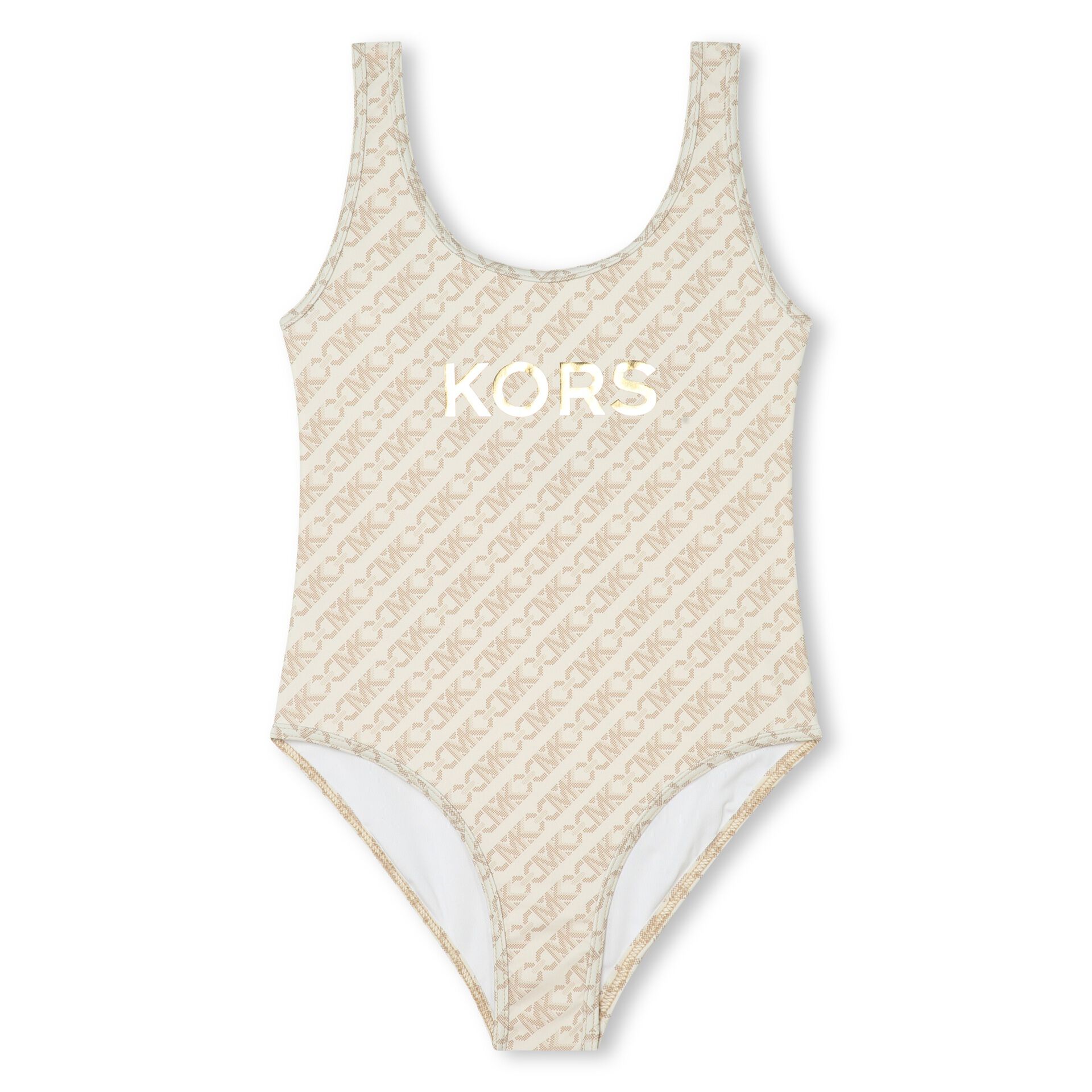 MICHAEL KORS Girls Beige Logo Swimsuit Junior Couture