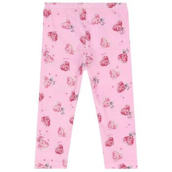 Younger Girls Pink Floral Leggings