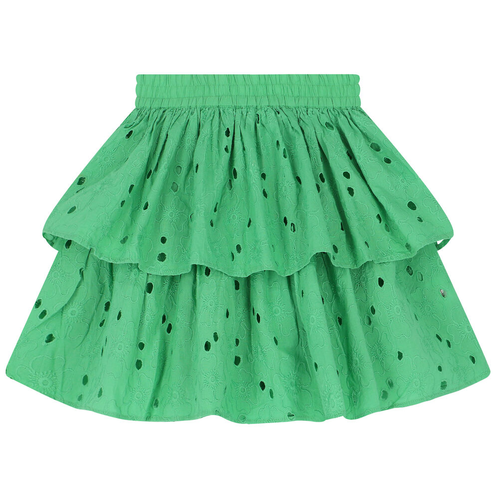 MOLO Girls Green Broderie Anglaise Skirt | Junior Couture