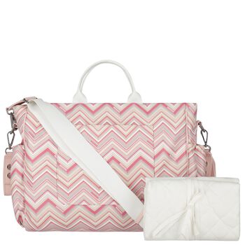 White & Pink Zig Zag Changing Bag