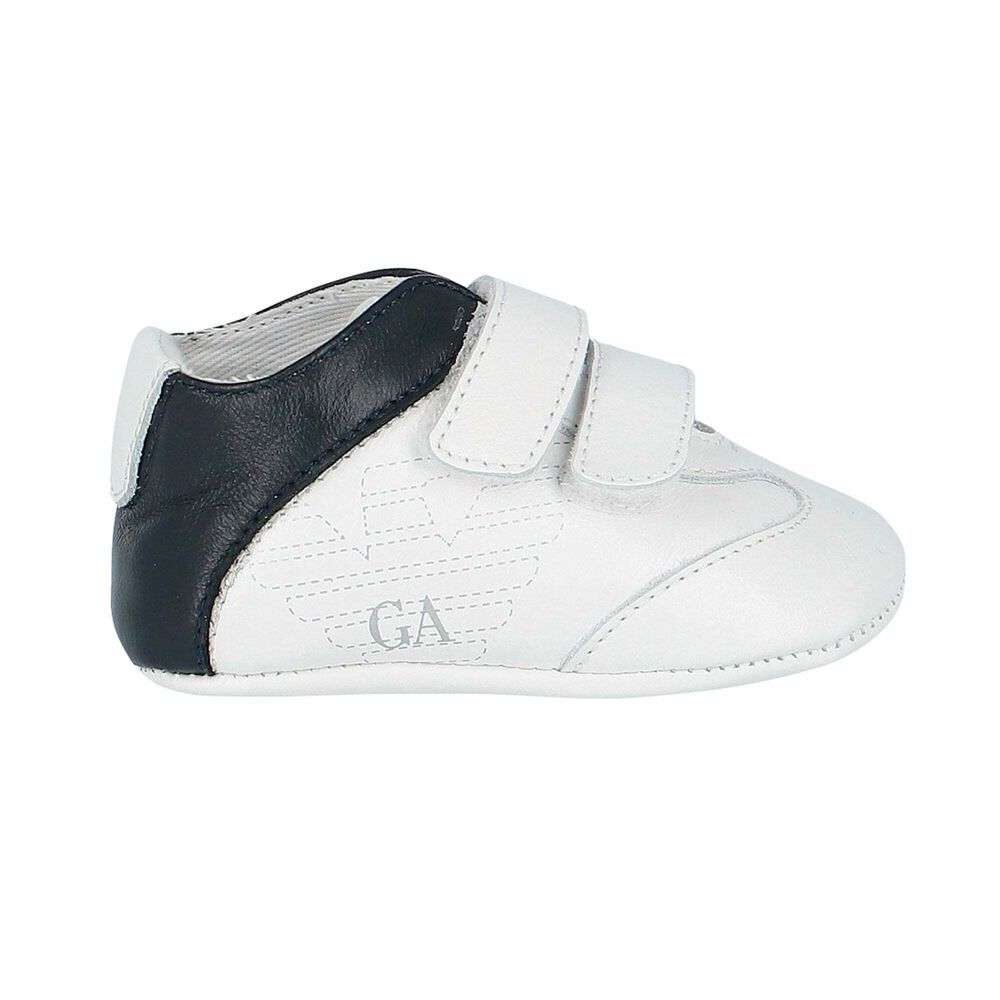 Inzichtelijk Glimmend Praten tegen Emporio Armani Baby Boys White & Navy Logo Pre Walker Shoes | Junior  Couture USA