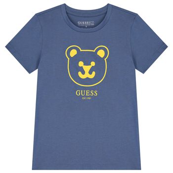 Boys Blue Teddy Bear Logo T-Shirt