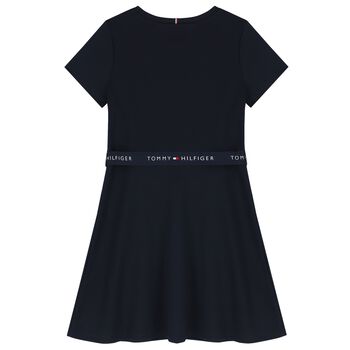 Girls Navy Blue Logo Dress 