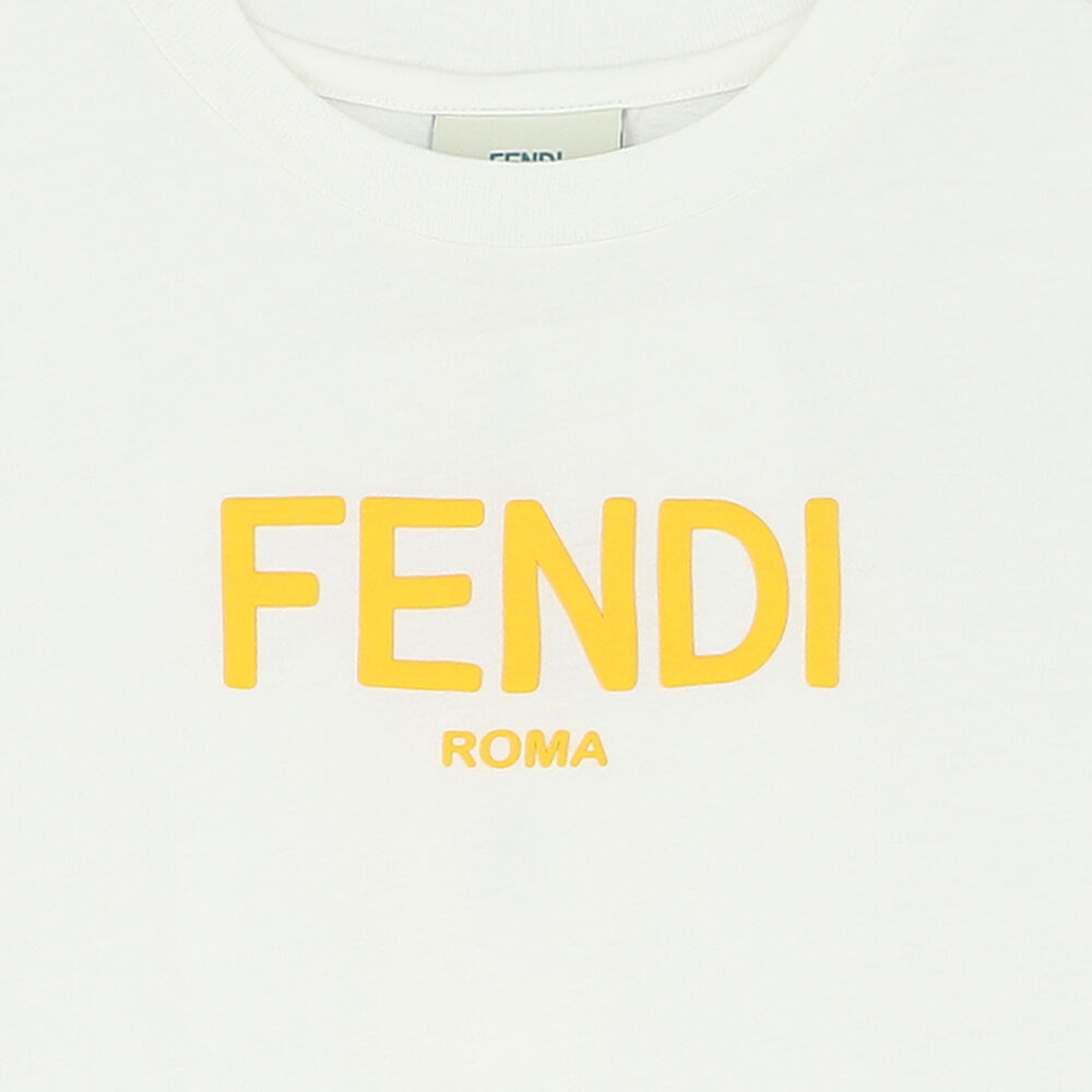 Fendi Ivory Logo T-Shirt | Junior Couture