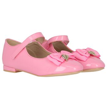 Girls Pink Bow Ballerina Shoes