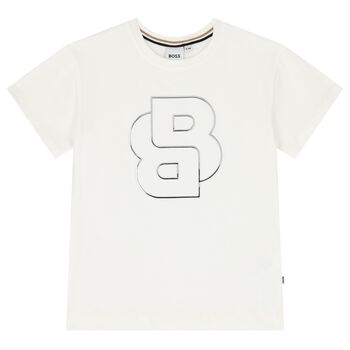 Girls Ivory & Silver Logo T-Shirt