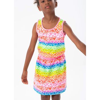 فستان بنات بطبعة قلوب متعدد الألوان