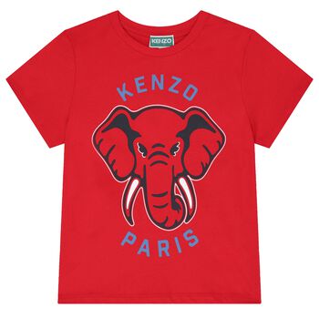 Boys Red Elephant Logo T-Shirt