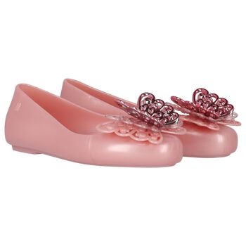 حذاء بنات جيلي علي شكل فراشة باللون الوردي