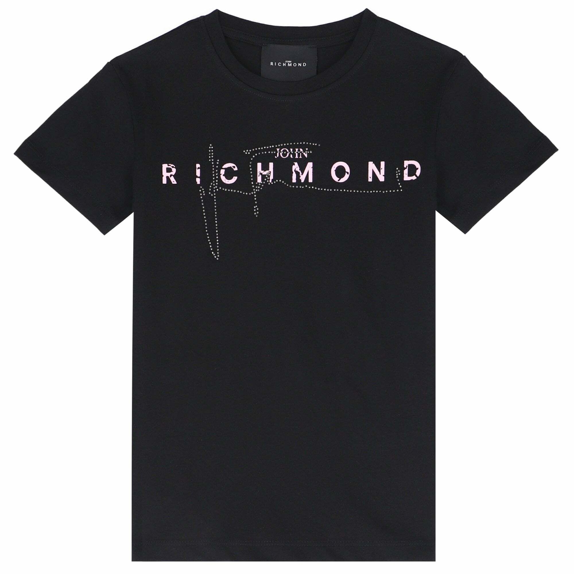 John Richmond Girls Black Embellished Logo T-Shirt | Junior