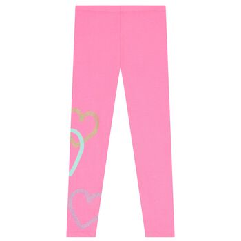 Girls Pink Heart Leggings