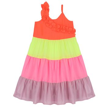 Girls Orange, Yellow & Pink Tiered Dress