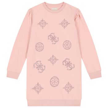 Girls Pink Logo Sweatshirt Dress