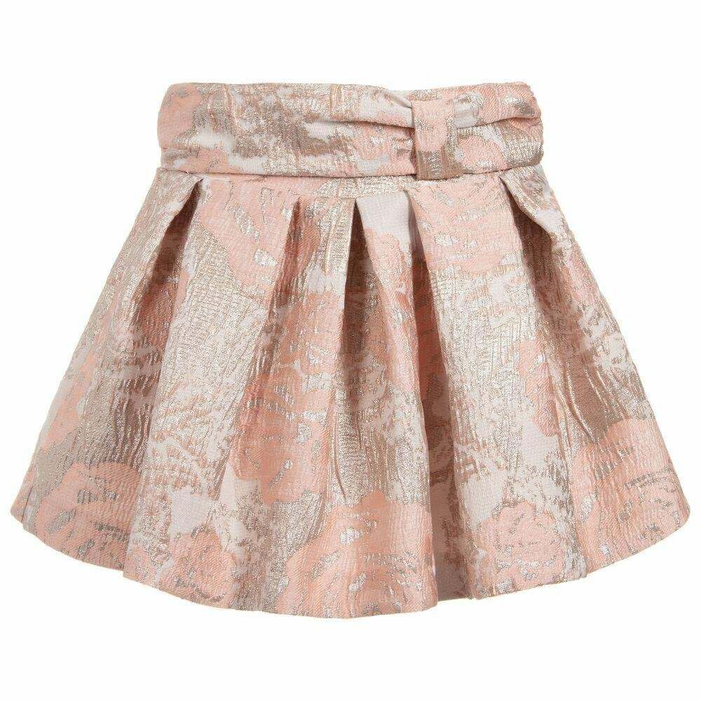 Patachou Girls Pink & Gold Jacquard Skirt | Junior Couture USA