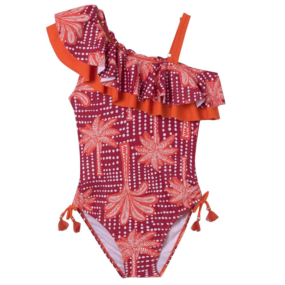 Palm Tree Tropical Girls Swimsuits (8 - 20), Color Block Purple Cute K –  Starcove Fashion