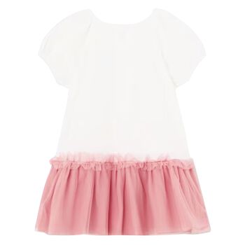 Younger Girls White & Pink Dress