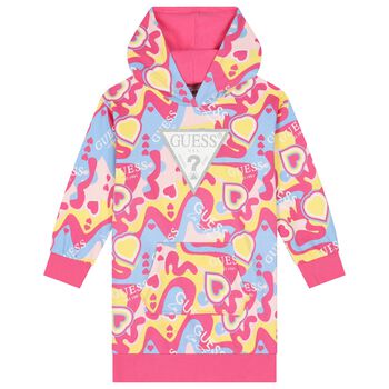 Girls Multi-Coloured Logo Hooded Dress