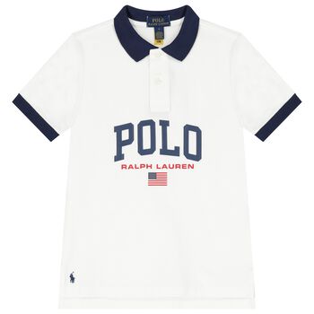 Boys White Logo Polo Shirt