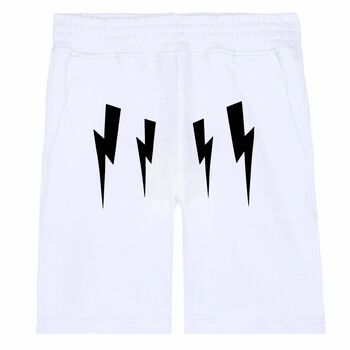Boys White Thunderbolt Print Shorts