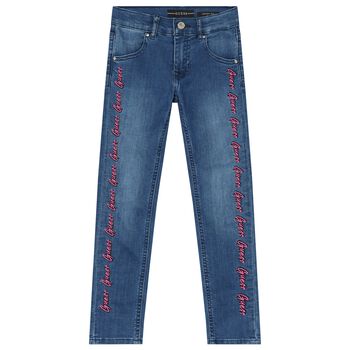 Girls Blue Logo Denim Jeans