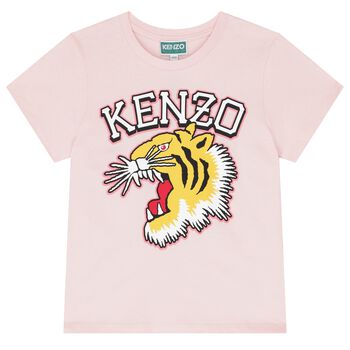 Girls Pink Tiger Logo T-Shirt
