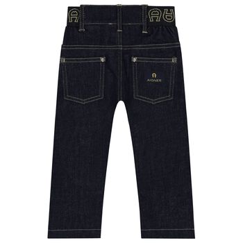 Younger Boys Navy Blue Logo Jeans