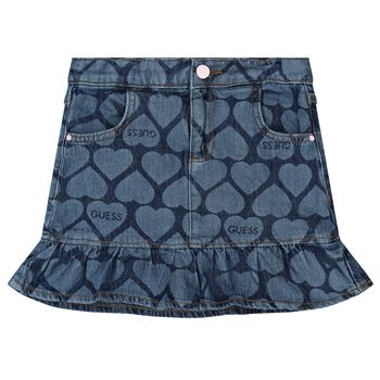 Girls Blue Logo Denim Skirt