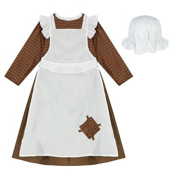 Girls White & Beige Victorian Costume