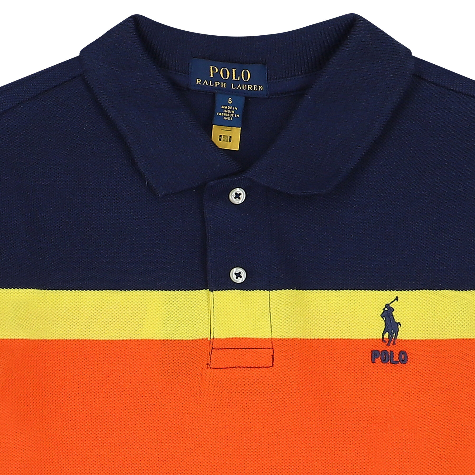 Ralph Lauren Boys Navy, Green & Orange Logo Polo Shirt | Junior