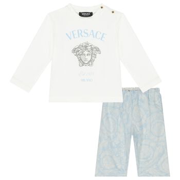 Baby Boys Ivory & Blue Barocco Trousers Set