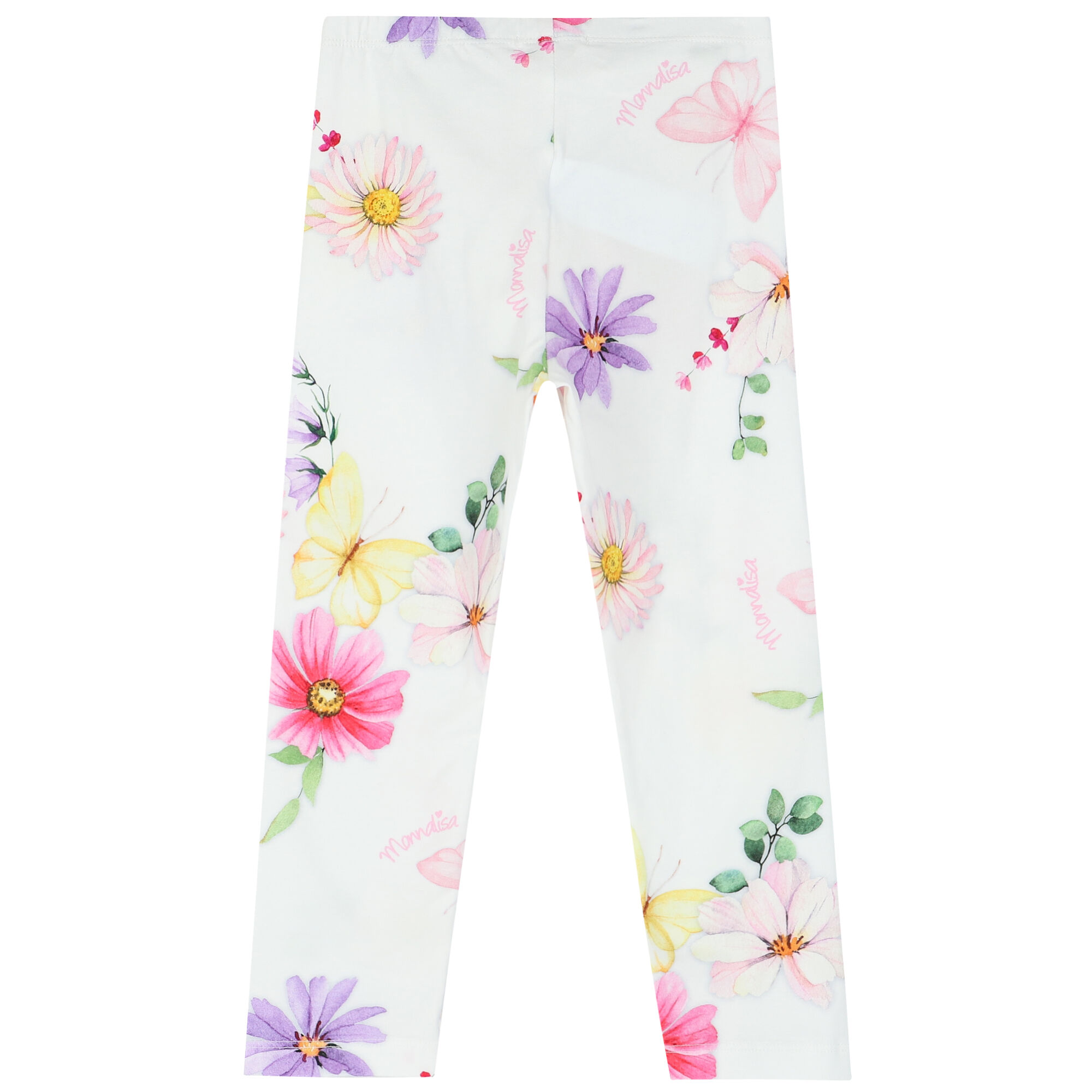 Monnalisa elasticated-waistband floral-print leggings - White