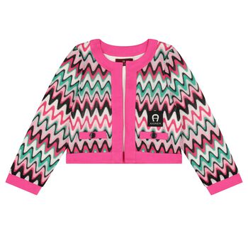 Girls Pink Logo Cardigan