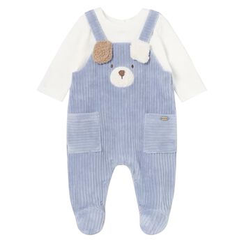 Baby Boys White & Blue Babygrow