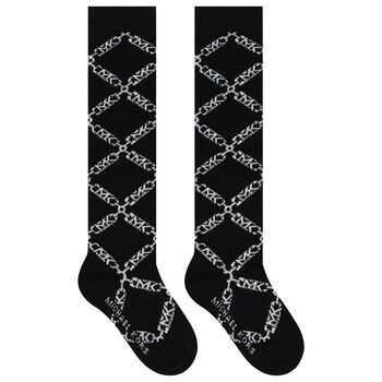Girls Black Logo Socks