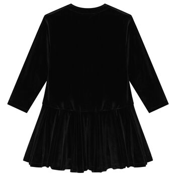 فستان بنات بالشعار باللون الأسود