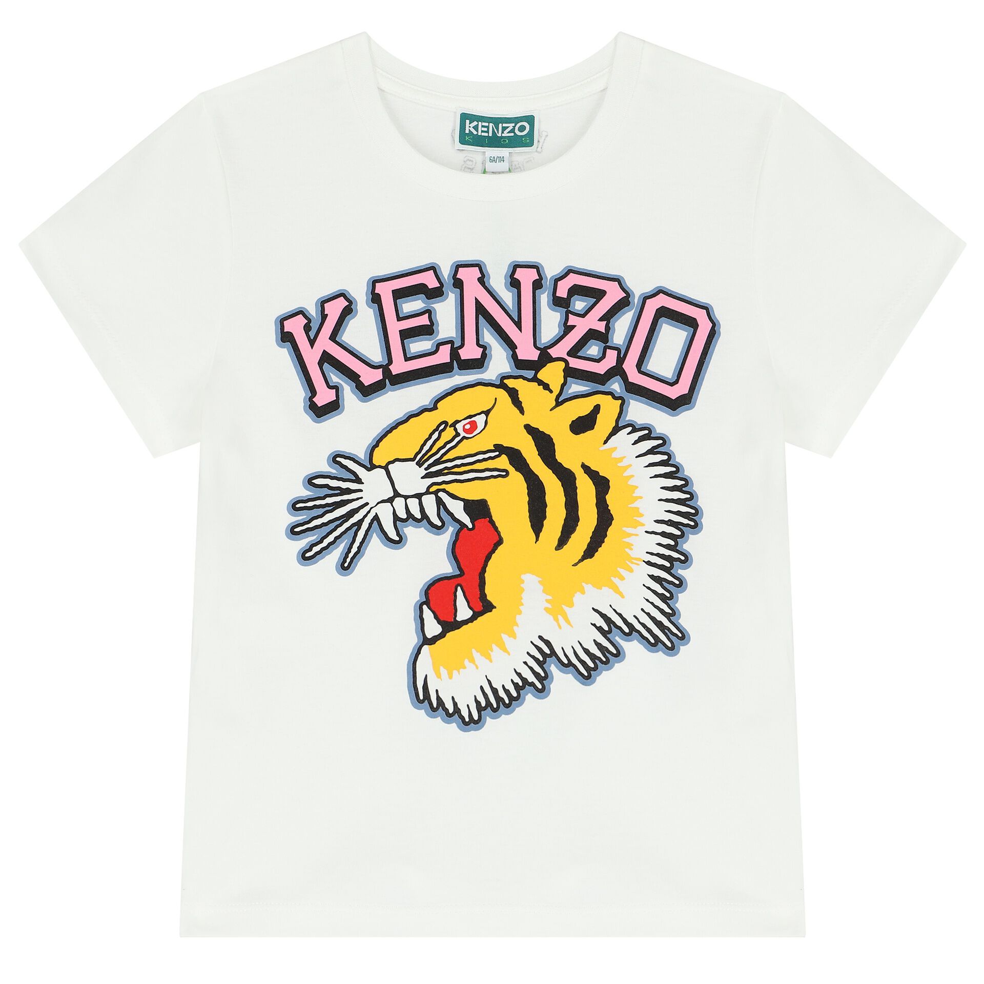 KENZO KIDS Girls Ivory Varsity Tiger T-Shirt | Junior Couture