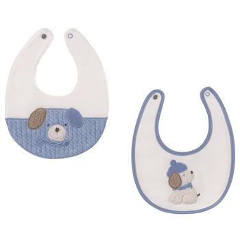 Baby Boys Ivory & Blue Bibs ( 2-Pack )