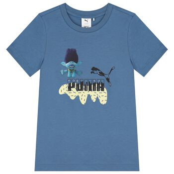 Boys Blue Trolls Logo T-Shirt