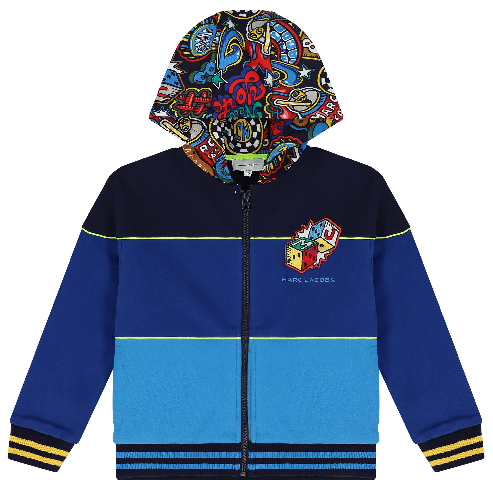 Patachou logo-patch striped hoodie - Blue