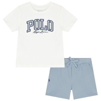 Baby Boys White & Blue Shorts Set