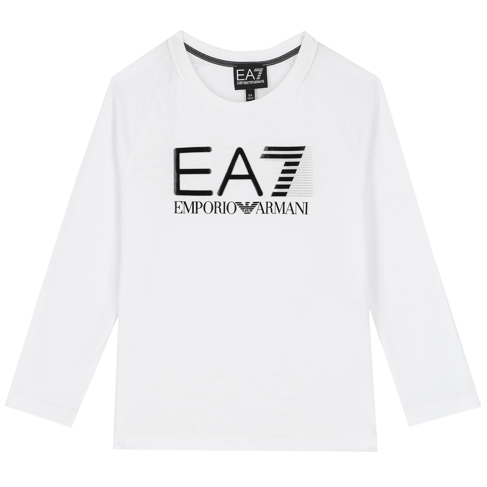 EA7 Emporio Armani Boys White Logo Long Sleeve Top | Junior