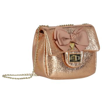 Girls Rose Gold Bow Handbag