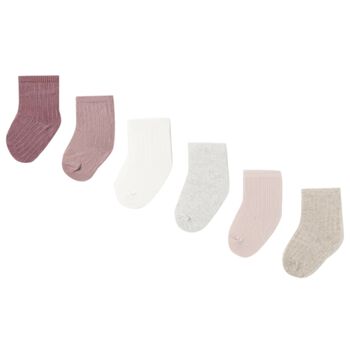 Baby Girls Pink & Ivory Socks (6 Pack)