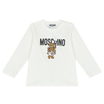 Ivory Teddy Bear Logo Long Sleeve Top