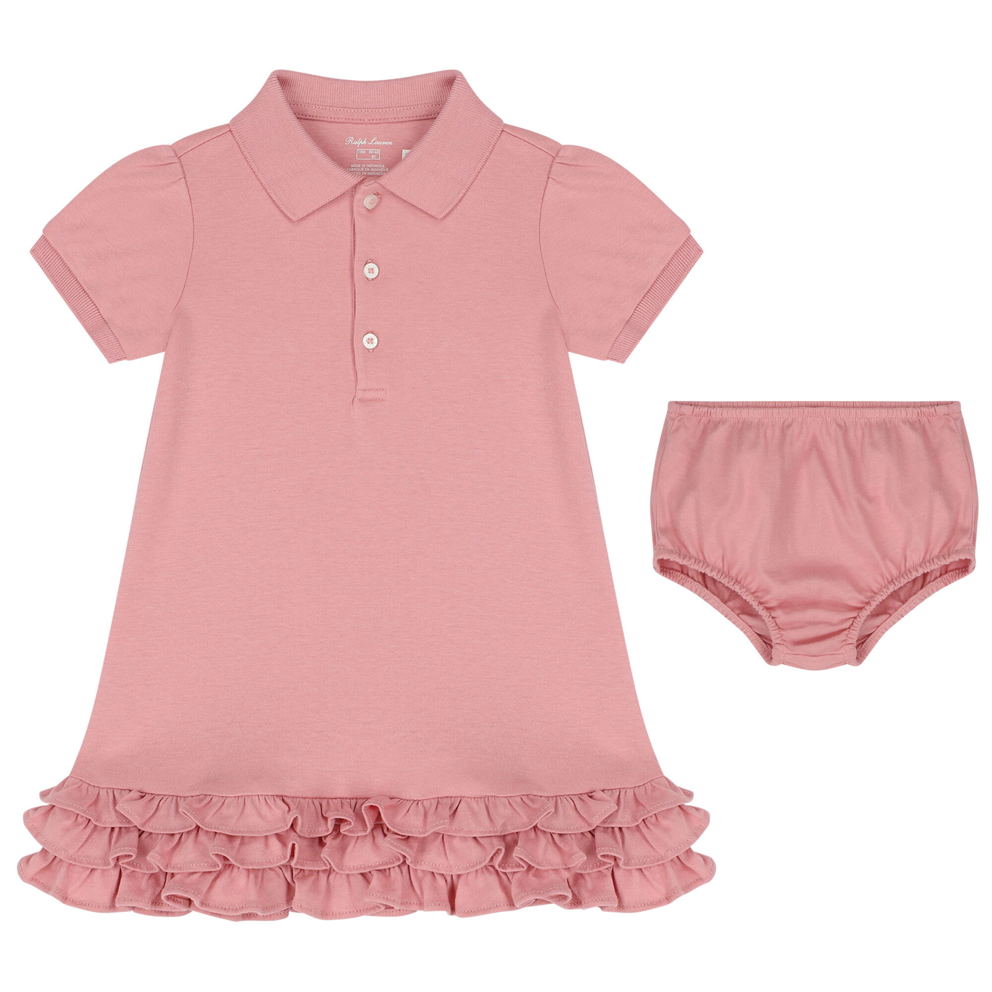 Ralph Lauren Baby Girls Pink Polo Dress Set | Junior Couture
