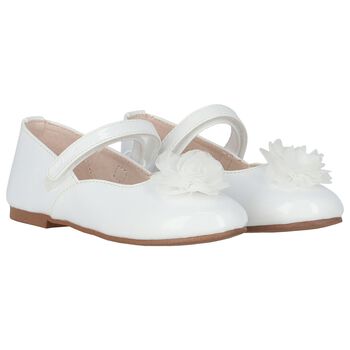 Girls White Flower Shoes