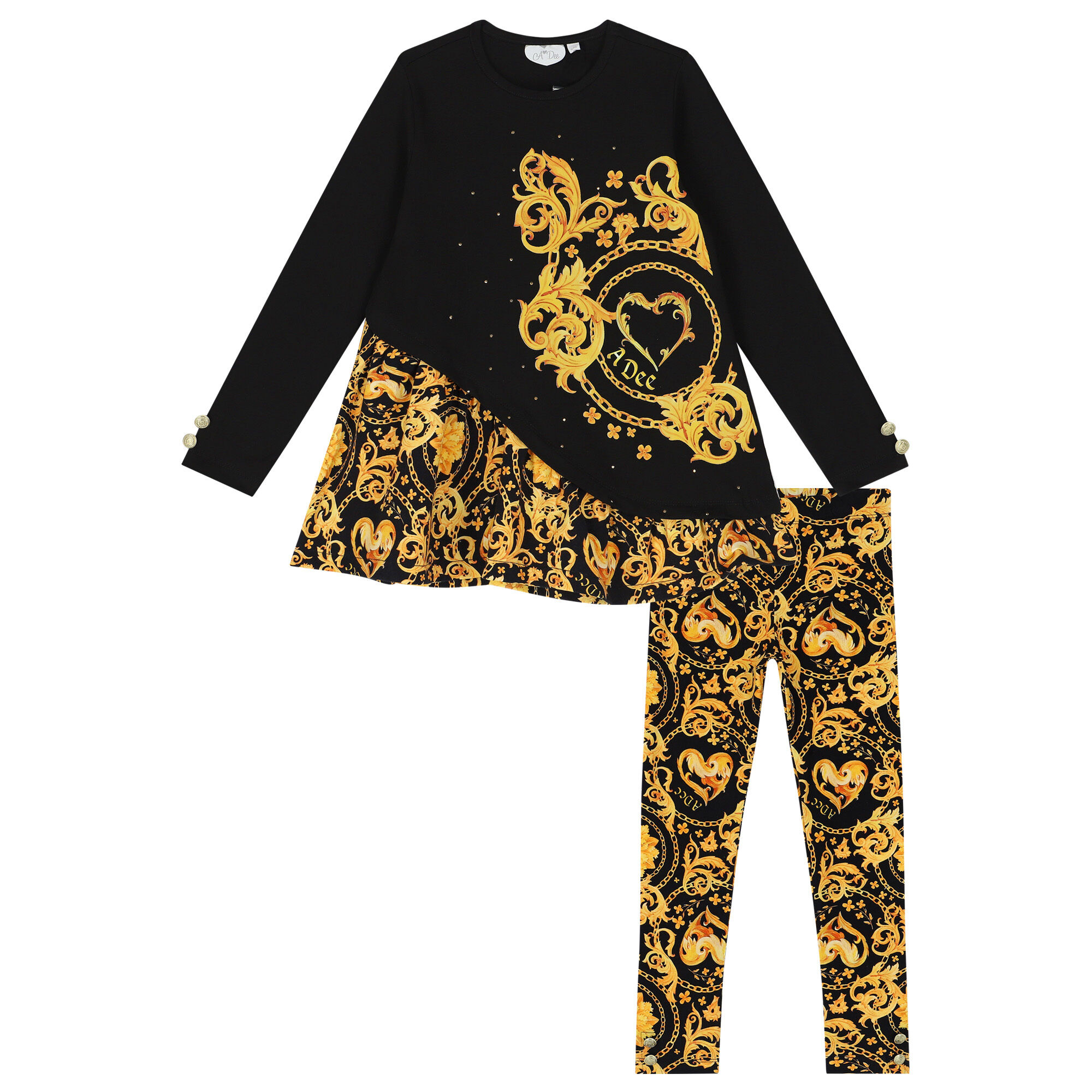 Girls black and 2025 gold leggings