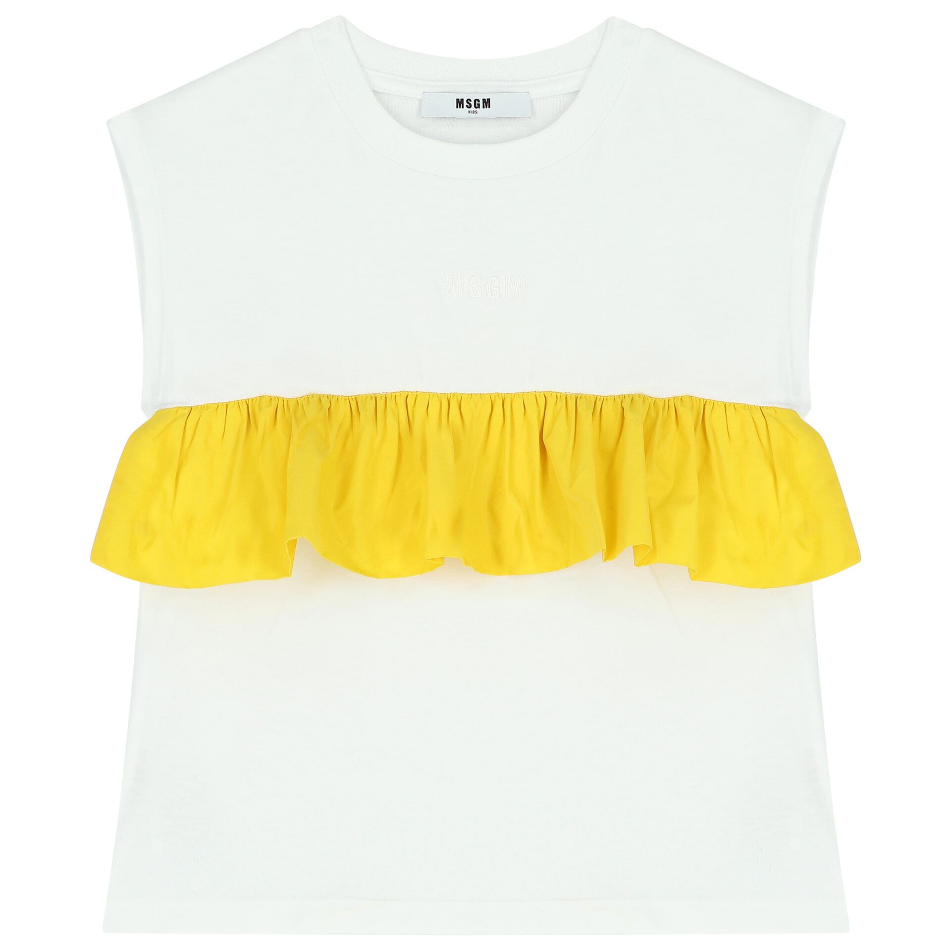 MSGM Kids ruffle-detail embroidered-logo shorts - White